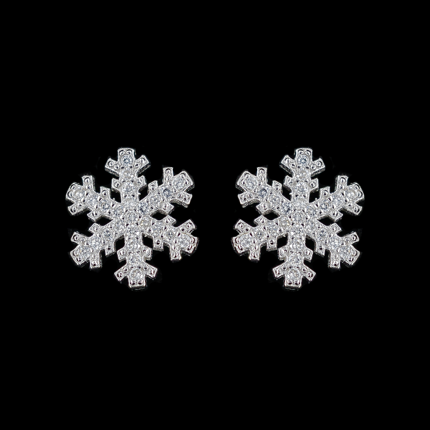 925er Sterlingsilber, Ohrstecker Schneeflocke rhodiniert