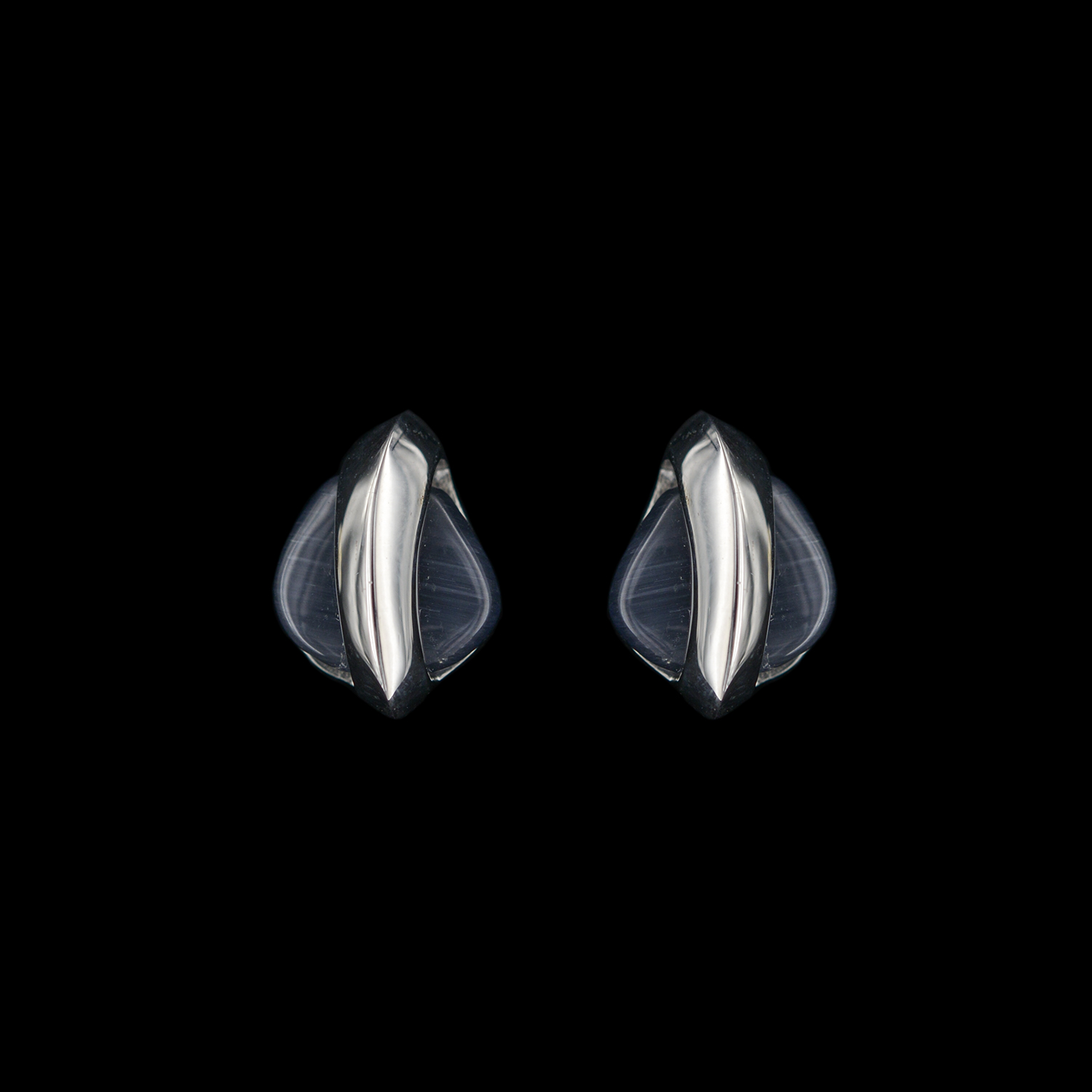 Ohrstecker Edelstahl, Cateye anthrazit