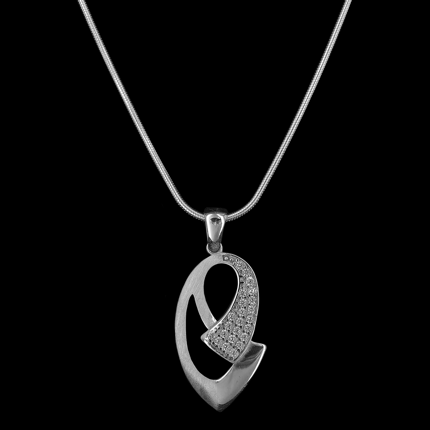 925er Sterlingsilber, Kette + Anhänger rhodiniert