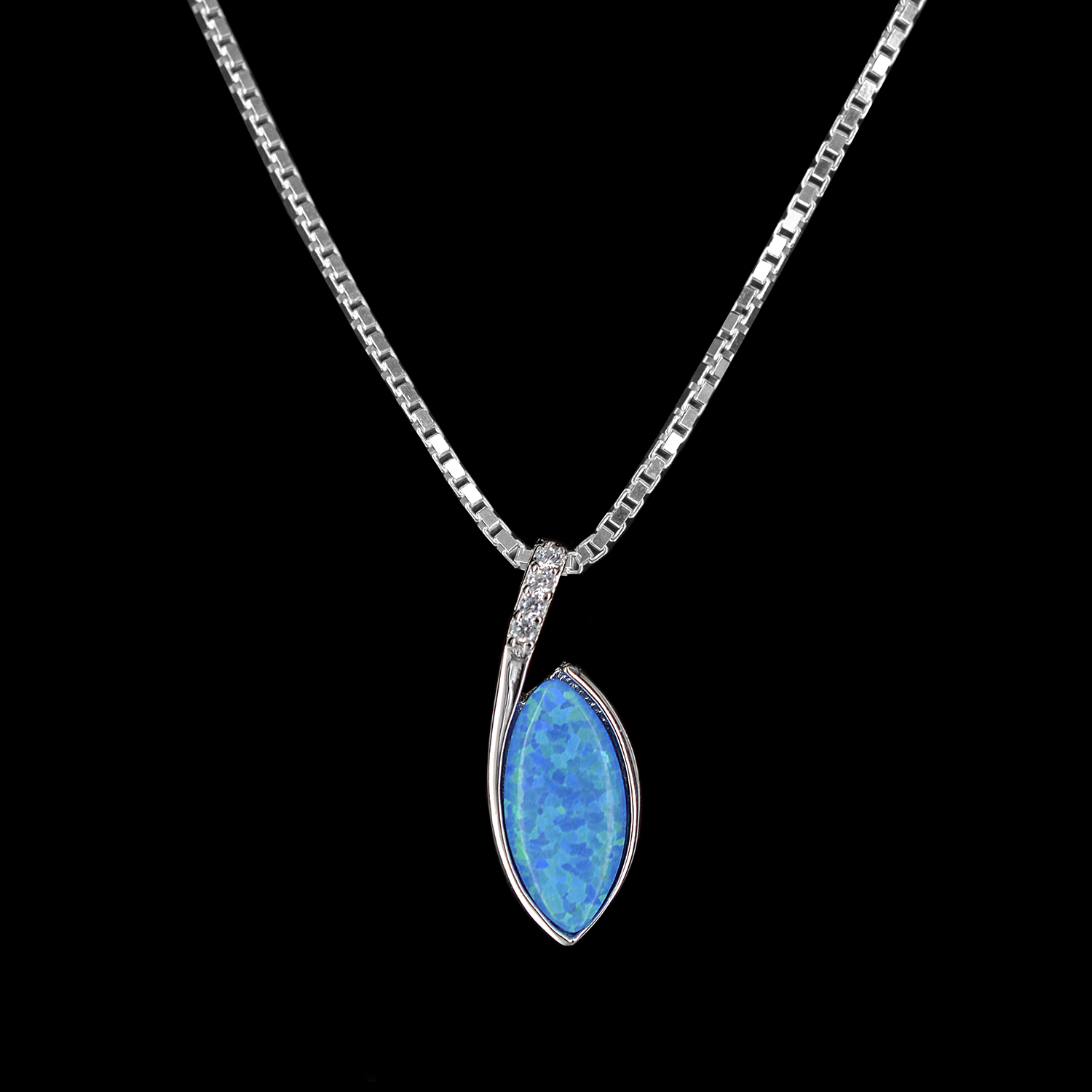 Sterlingsilber Synthetischer Opal Abgestuft Halskette