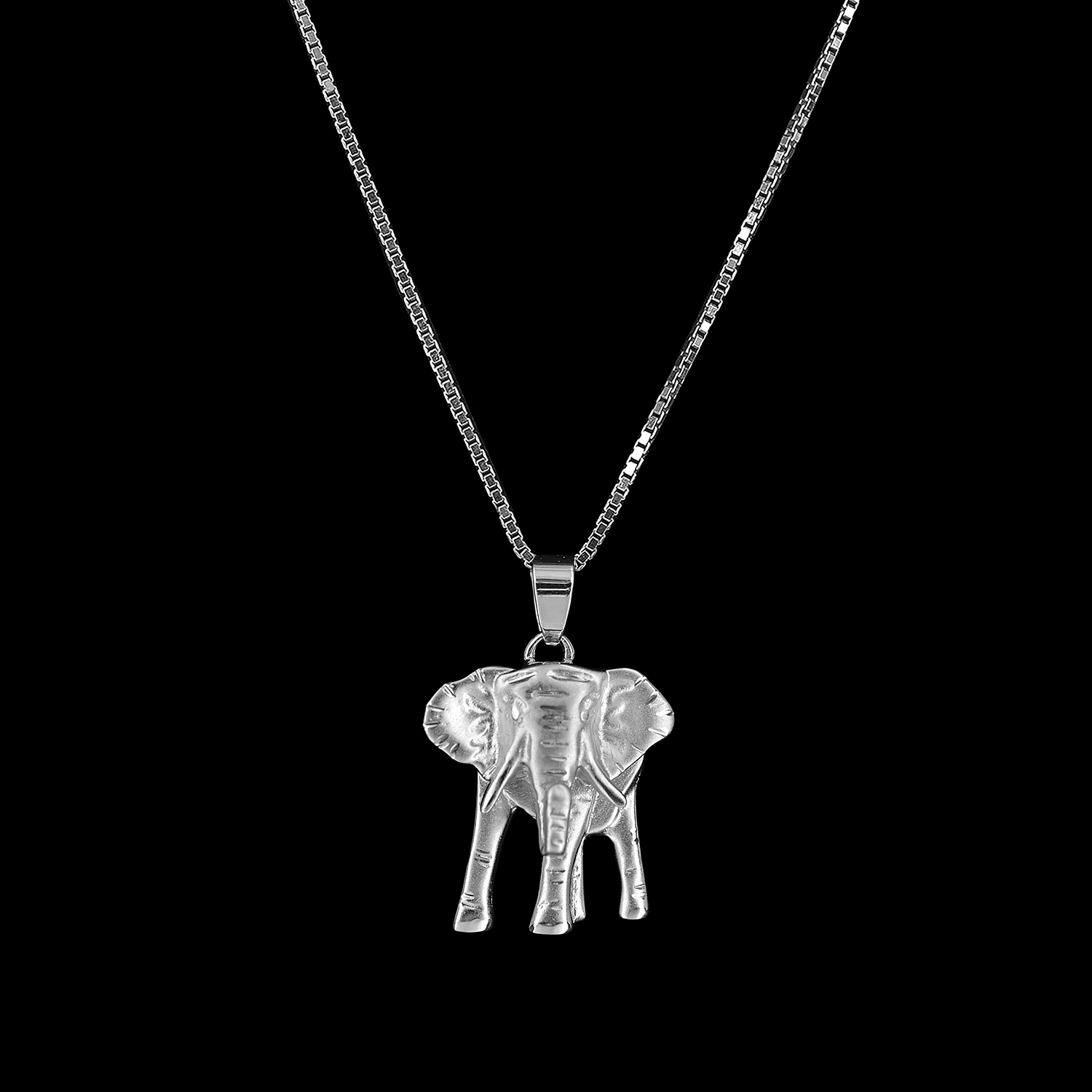 925er Sterlingsilber, Kette + Anhänger Elefant rhodiniert