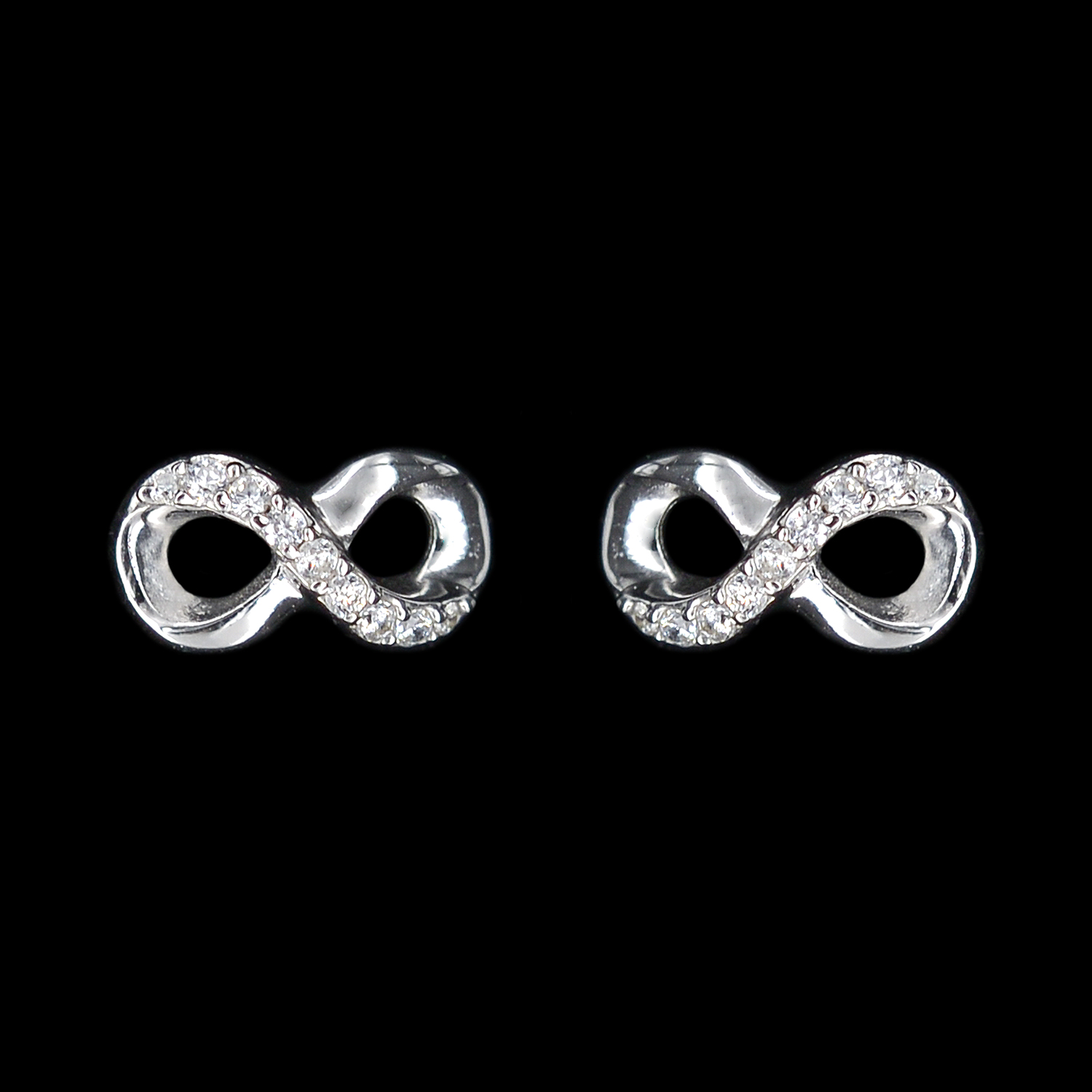 925er Sterlingsilber, Ohrstecker unendlich, rhodiniert