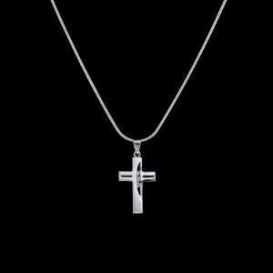 925er Sterlingsilber Kette + Anhänger Kreuz rhodiniert Zirkonia weiß