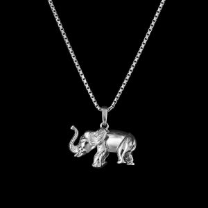 925er Sterlingsilber Kette & Anhänger Elefant, rhodiniert