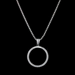 Kette & Anhänger 925er Sterlingsilber, rhodiniert, Zirkonia w/cz