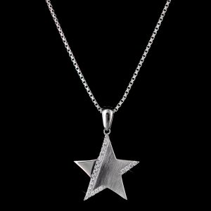 925er Sterlingsilber Kette & Anhänger, rhodiniert, matt-glänzend, Zirkonia weiß