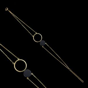 925er Sterlingsilber Armband mit echtem Onyx, gesamt vergoldet