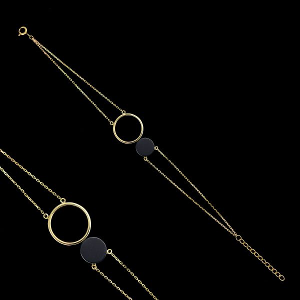 Armband 925erSterlingsilber mit echtem Onyx vergoldet, Mahlschatz