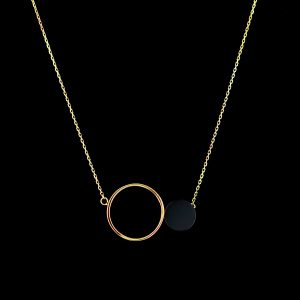 925er Sterlingsilber Collier vergoldet mit echtem Onyx
