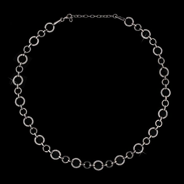 Collier 925er Sterlingsilber rhodiniert, Zirkonia weiß, Mahlschatz