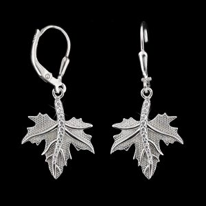 925er Sterlingsilber Ohrringe Blätter, rhodiniert, Zirkonia weiß