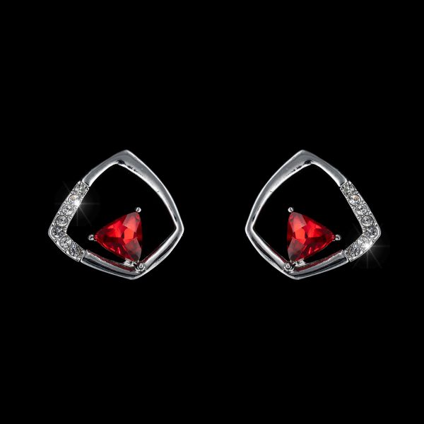 Ohrstecker Modeschmuck, Ohrstecker, Ohrstecker mit rotem Stein, roter Kristall, Mahlschatz